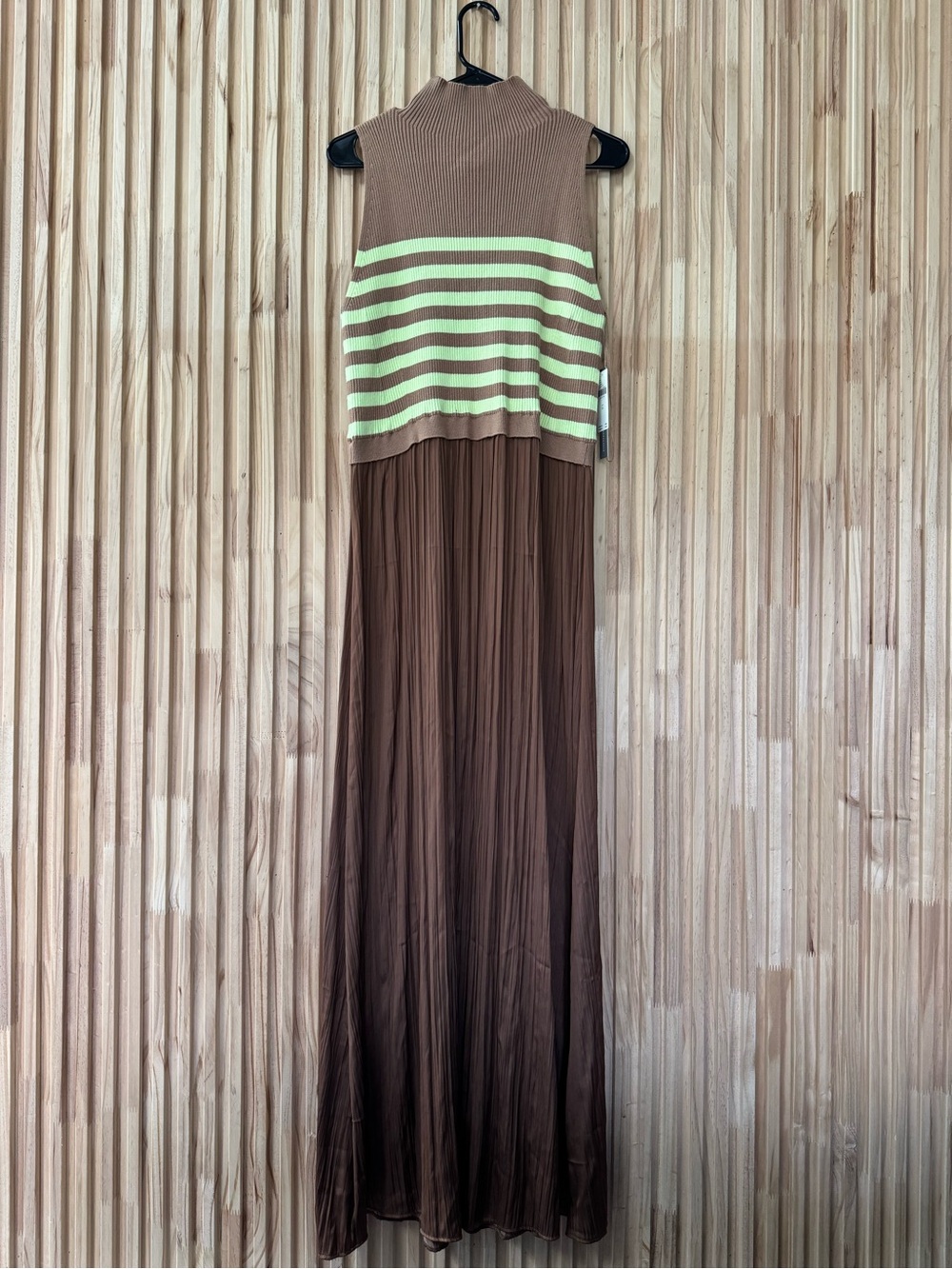Anthropologie Sweater Dress Maxi Thea Twofer Sleeveless Brown Stripe